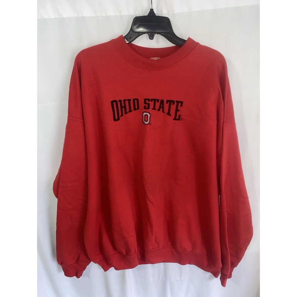 Vintage Ohio State University Buckeyes Embroidered Red Crewneck Sweatshirt 2XL